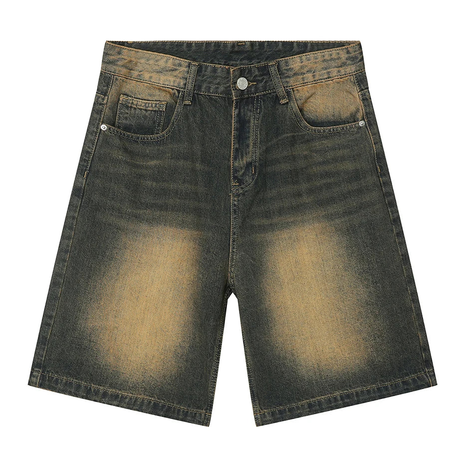 Vintage Blue Loose Denim Shorts — front view
