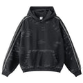 Vintage Black Striped Print Oversized Hoodie — styling shot