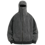 Vintage Mask Zip Oversized Coat — styling shot