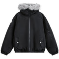 Hooded Fur Loose Puffer Jacket — styling shot