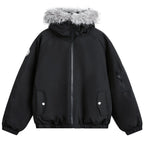 Hooded Fur Loose Puffer Jacket — styling shot