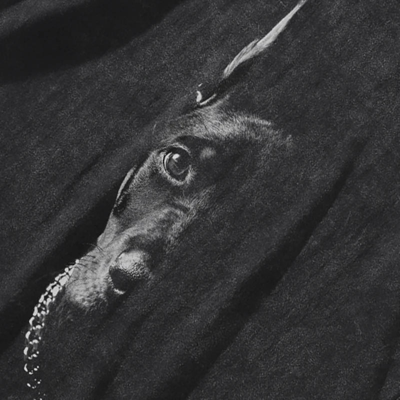 Face Black Doberman Dog Graphic Oversized Hoodie — back view