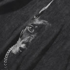Face Black Doberman Dog Graphic Oversized Hoodie — back view