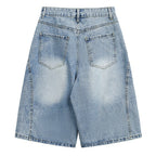 Y2K Blue Ripped Loose Denim Shorts — front view