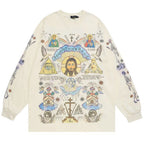 Retro Beige Cross Graphic T-Shirt — styling shot
