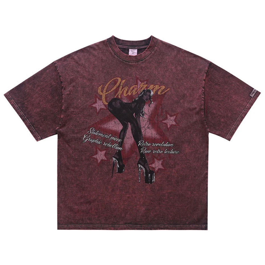 Y2K Hip Hop Graphic Oversized T-Shirt — back view