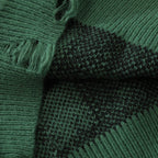 Vintage Letter Ripped Knit Sweater — fabric close-up
