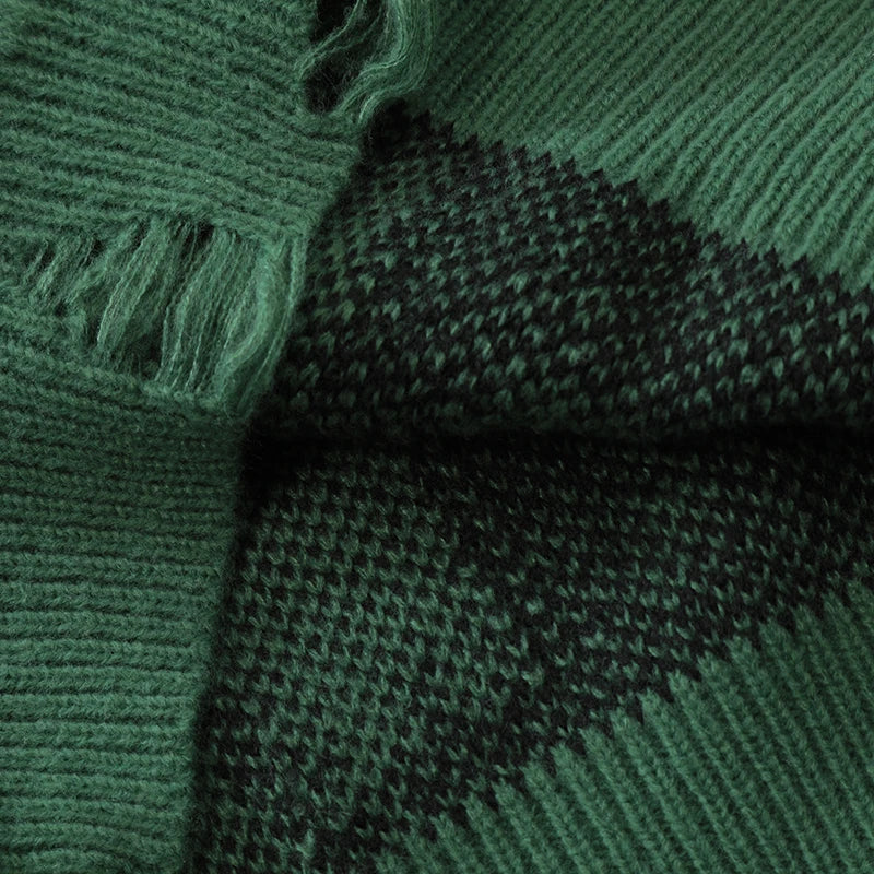 Vintage Letter Ripped Knit Sweater — fabric close-up