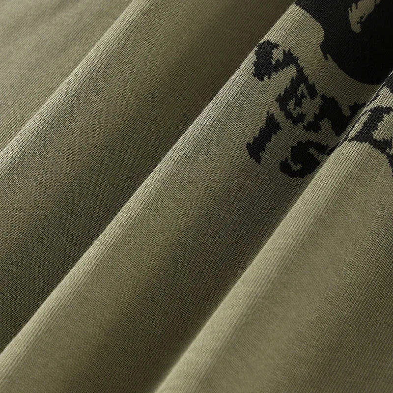 Black Lonely Shadow Graphic T-Shirt — fabric close-up