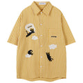 Vintage Cat Striped Embroidered Shirt — styling shot