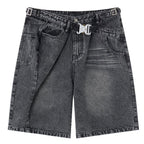 Tactical Y2K Loose Denim Shorts — back view