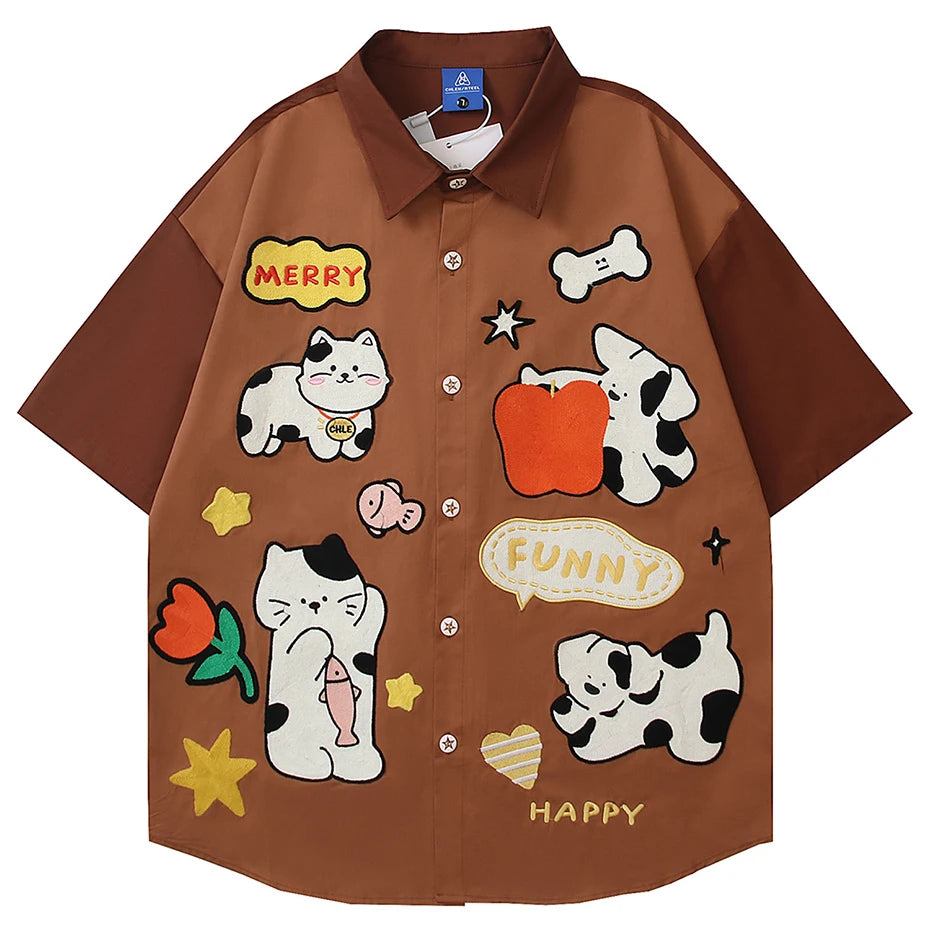 Shirts Y2K Cat Graphic Loose Shirt — styling shot