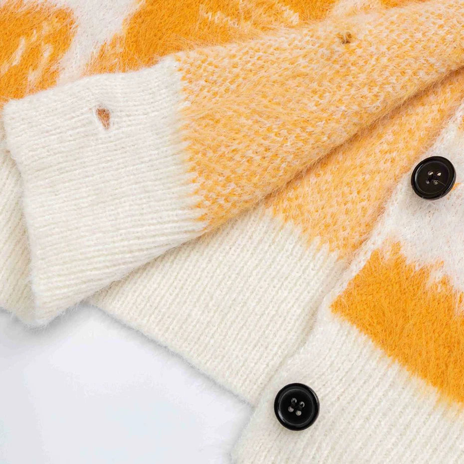 Car Y2K Cat Graphic Knit Oversized Sweater — fabric close-up