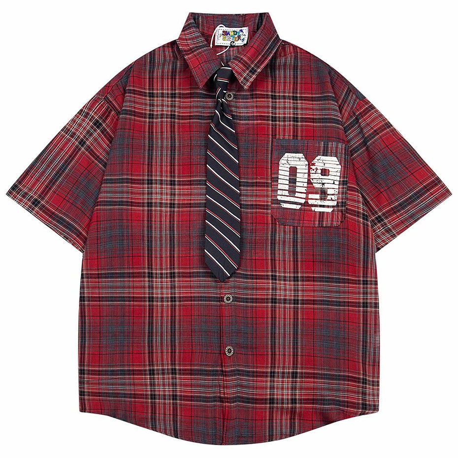 Vintage Plaid Oversized Varsity Jacket — back view