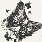 White Butterfly Cat Graphic T-Shirt — front view