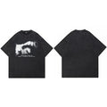 Blurry Letters Vintage Washed Black T-Shirt — styling shot