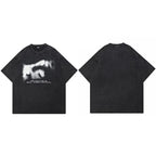 Blurry Letters Vintage Washed Black T-Shirt — styling shot