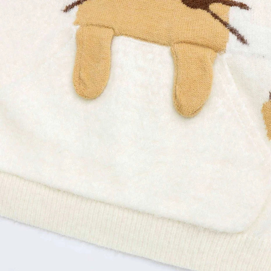 Sweaters Y2K Cat Graphic Knit Oversized Sweater — fabric close-up