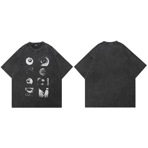 Black Eyes Graphic Oversized T-Shirt — fabric close-up