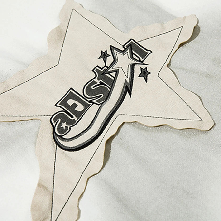 Y2K Star Spliced Oversized T-Shirt — fit shot