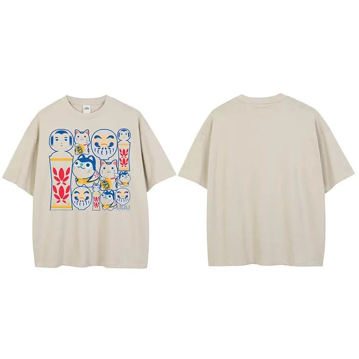 Beige Cat Graphic T-Shirt — side view