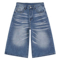 Y2K Blue Wide Leg Denim Shorts — front view