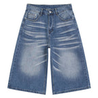 Y2K Blue Wide Leg Denim Shorts — front view