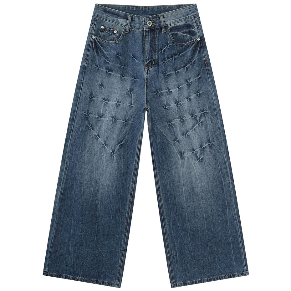 Loose Vintage Blue Denim Baggy Jeans — styling shot