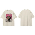 White Beige Graphic T-Shirt — fabric close-up