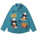 Cats Spliced Oversized Shirt — styling shot