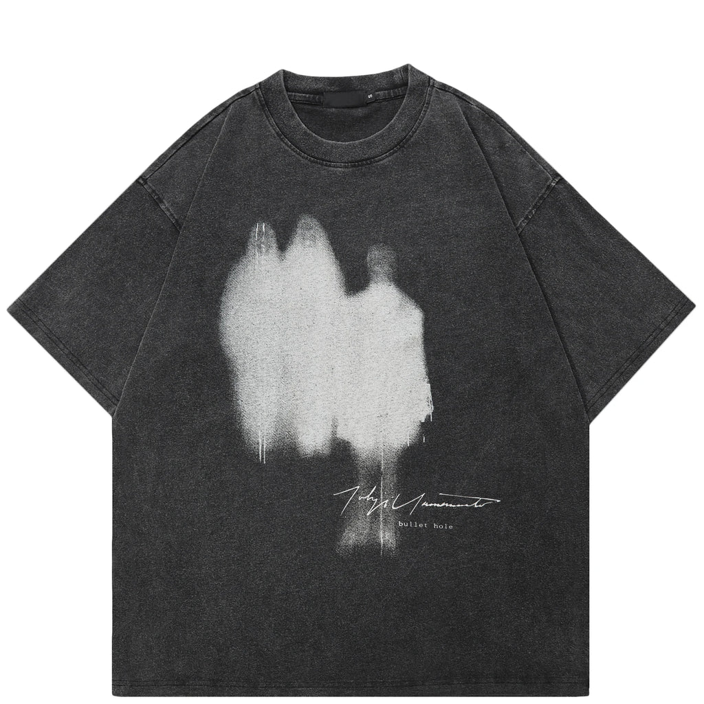 Y2K Black Shadow Washed T-Shirt — front view