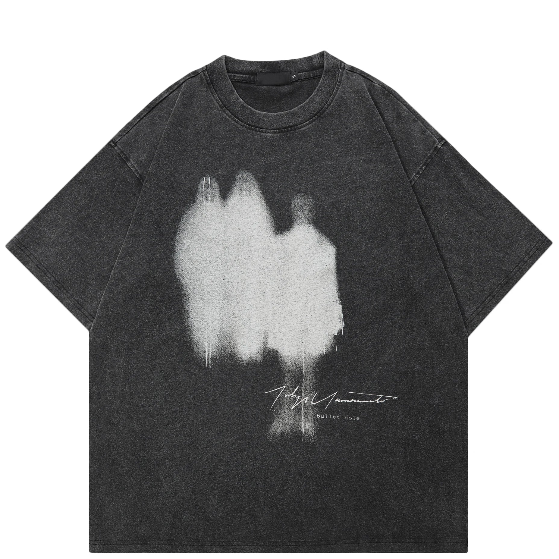 Y2K Black Shadow Washed T-Shirt — front view