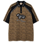 Y2K Leopard Patchwork Oversized T-Shirt — styling shot
