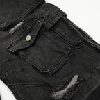 Black Patchwork Denim Baggy Jeans — fit shot