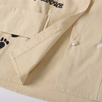 Cartoon Embroidered Oversized Shirt — fabric close-up