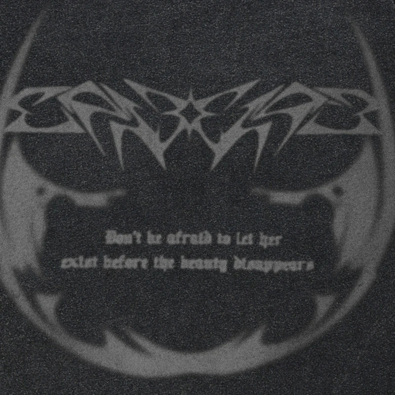 Retro Black Angel Wings Washed T-Shirt — detail shot