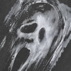 Vintage Black Scary Skull Ghost Washed T-Shirt — front view
