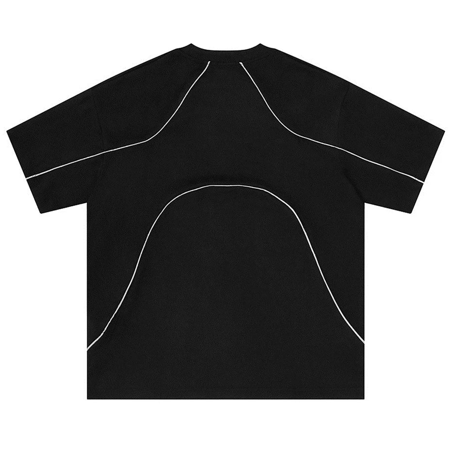 Y2K Striped Suede Oversized T-Shirt — front view