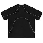 Y2K Striped Suede Oversized T-Shirt — front view
