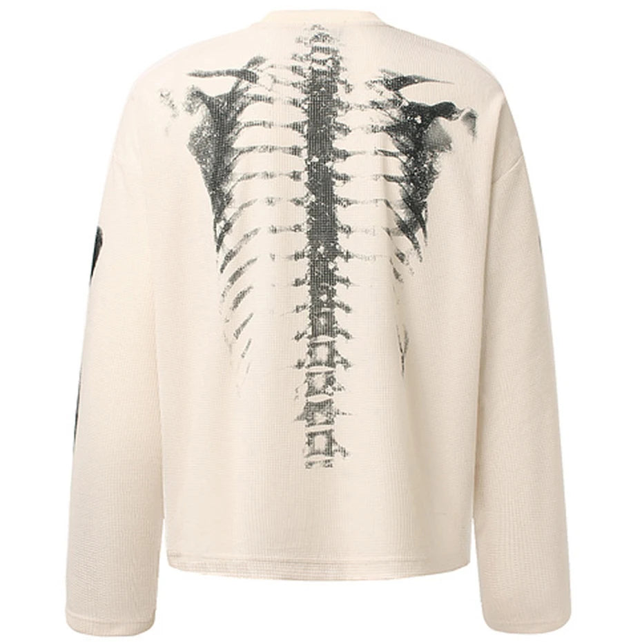 Black Skeleton Graphic Oversized Long Sleeve Tee — detail shot