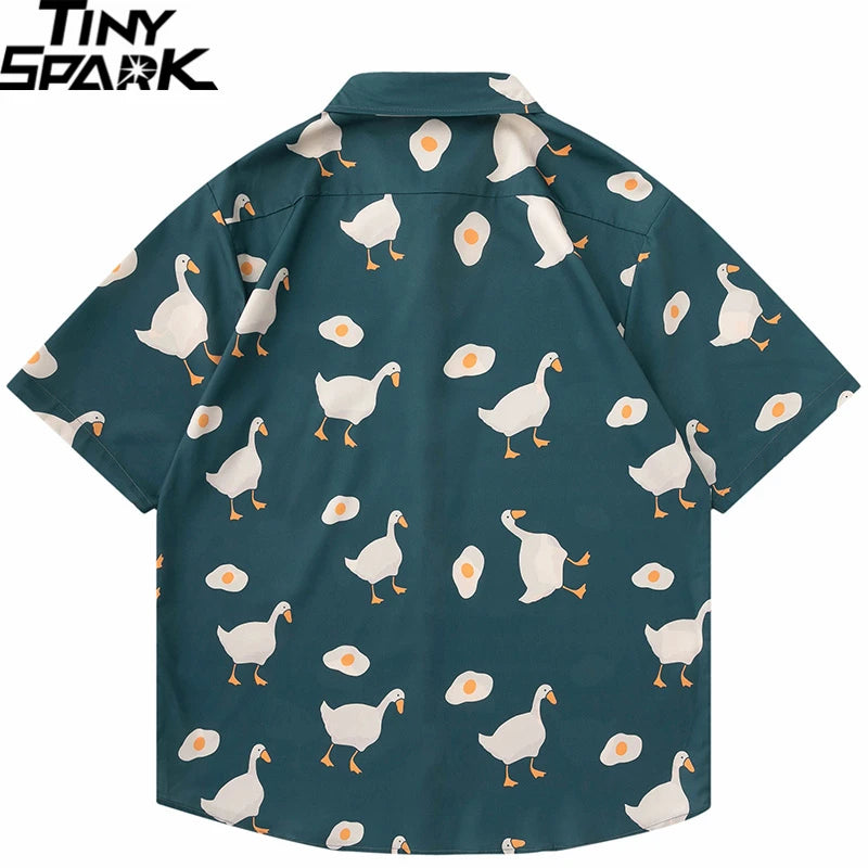 Duck Egg Graphic Hawaiian Shirt — back view