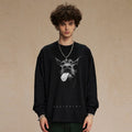 Black Doberman Dog Graphic Long Sleeve Tee — front view