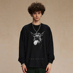 Black Doberman Dog Graphic Long Sleeve Tee — front view