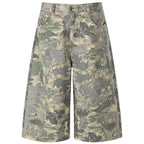 Camouflage Loose Denim Shorts — styling shot