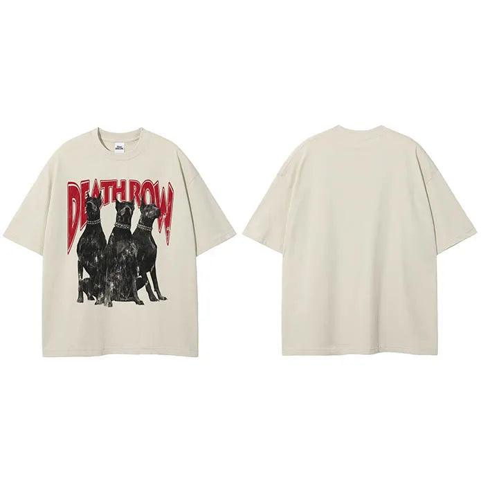 Print Beige Doberman Dog Graphic T-Shirt — styling shot
