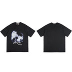 Black Illusion Girl Letter Print T-Shirt — fit shot