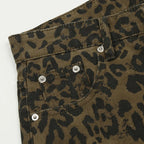Vintage Leopard Loose Denim Shorts — back view