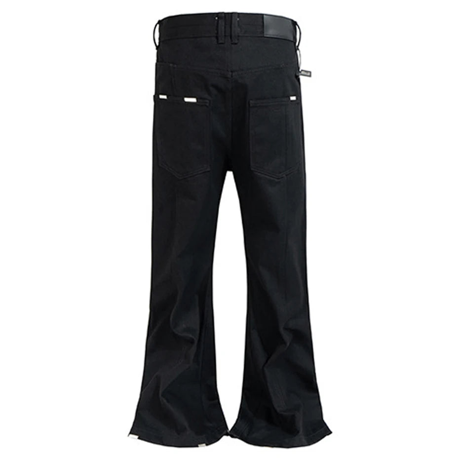 Flared Red Denim Flare Jeans — front view