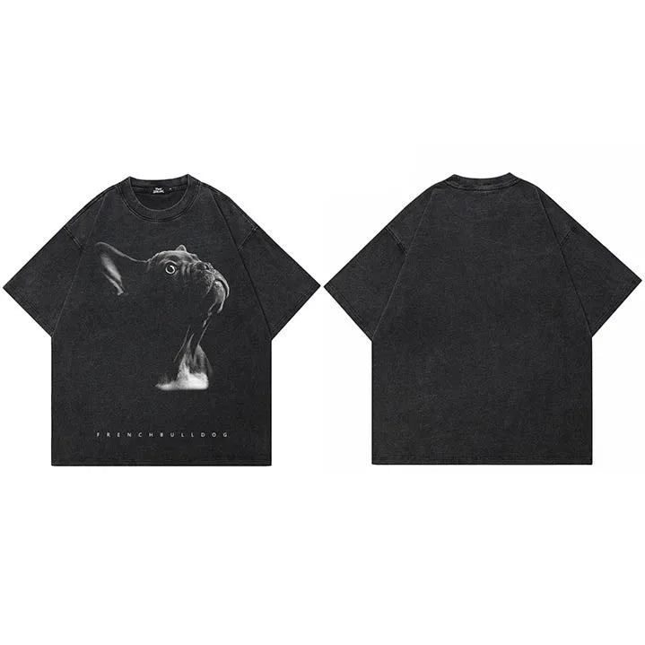 Washed Black French Bulldog Graphic T-Shirt — styling shot