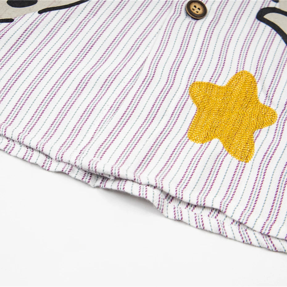 Bow Vintage Cat Graphic Oversized Shirt — fabric close-up